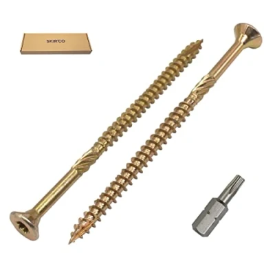 Afbeelding van SKIR&#039;CO (Pack van 100 stuks) Universeel verzinkt staal 5,0 x mm gele houtschroeven, verzonken kop, torx type 17, spaanplaatschroeven (100, mm)
