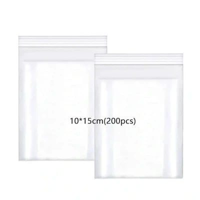 Afbeelding van huruirui 10 x 15 cm zakjes met ritssluiting, 200 stuks hersluitbare doorzichtige plastic zakjes, kleine sluitzakjes, ritszakjes, set ritszakken, waterdicht, 100 μm