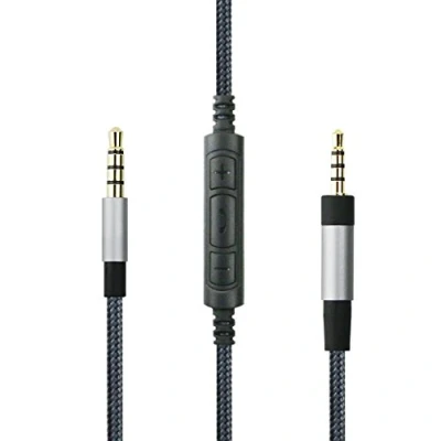 Afbeelding van Audio vervangende kabel met in line microfoon afstandsbediening volumeregeling compatibel Sennheiser PXC550, PXC480 hoofdtelefoon, audiokabel Samsung Galaxy Huawei Android