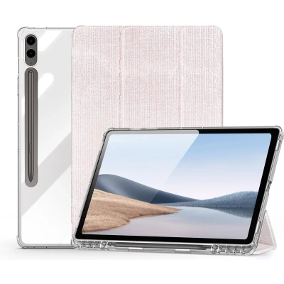 Afbeelding van Dux Ducis Tablet hoes geschikt voor Samsung Galaxy Tab S9/S9 FE Plus Toby Series Auto Wake/Sleep functie Met Pencil houder Roze
