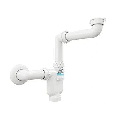 Afbeelding van Aqua Bagno Ruimtebesparende sifon, meubelsifon, voor wastafel, badkamer, plat, flexibel instelbaar, G 1 1/4 inch, dn 32 mm