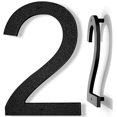 Afbeelding van Yafimea Zwart Huisnummer, Hoogte 20 cm, Stevig ABS Plastic met 3D Drijvend Effect (Nummer 2)