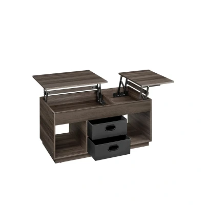 Afbeelding van Rootz Salontafel met 2 Laden Opbergtafel Asbruin Staal en spaanplaat 50 cm x 100 48 cm/62,3 27,5 kg 75 capaciteit