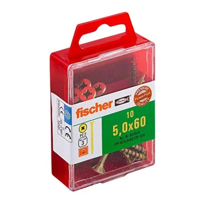 Afbeelding van Fischer Power F 659244 houtbouwschroef Verzonken kop 5,0x60 geel verzinkt