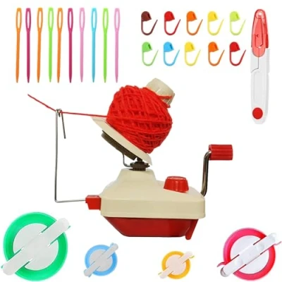 Afbeelding van Bal Winders, Garen Breien Loom Haak Swift Fiber String Ball Wol Winder DIY Tool Kit, 1Garen Winder+4Pompom Maker+10PS Stitch Markers+10PS Plastic Naalden+1PS Schaar (26)