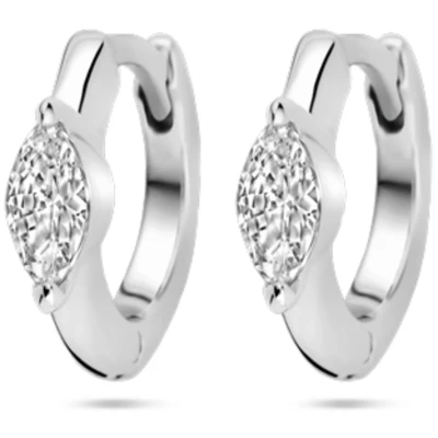 Afbeelding van Zilver Gerhodineerd Klapoorringen Zirkonia 10 Mm 1339725