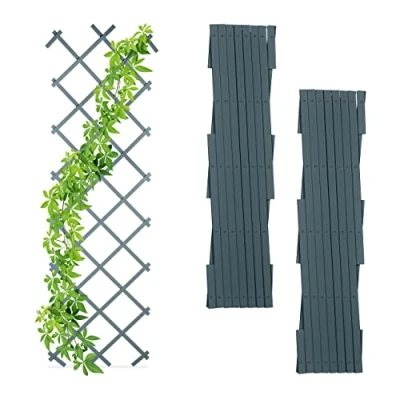 Afbeelding van Relaxdays klimrek voor planten set van 3 plantensteun uitschuifbaar trellis grijs