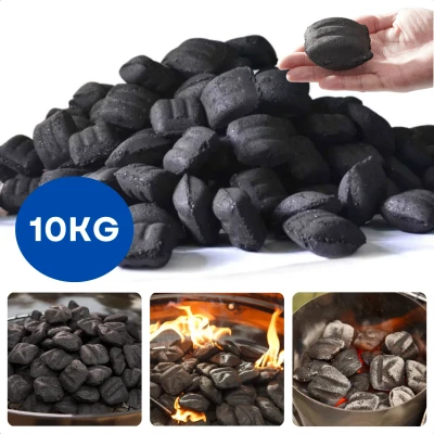 Afbeelding van Cheqo® Houtskoolbriketten 10 kg Houtskool Briketten voor Barbecue Lange Brandduur Ideaal
