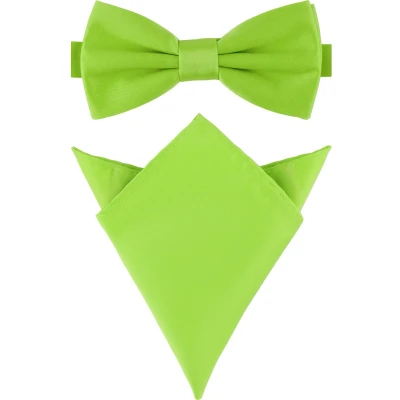 Afbeelding van Ladeheid Vlinderdas &amp; Zakdoek voor Heren Strikjes 12cm x 6cm, 22cm Lichtgroen LA SR M/P