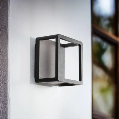 Afbeelding van Lucande LED buitenwandlamp Thorvid, zwart, aluminium, 18 cm