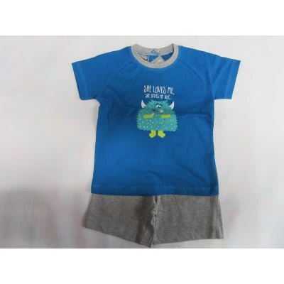Afbeelding van Wiplala Jen &amp; James Jongen Blauw / grijst Zomer pyjama 92 2 jaar