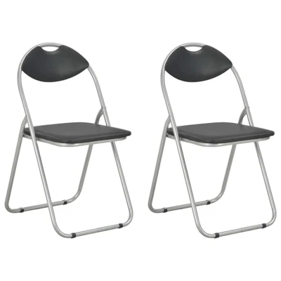 Afbeelding van Eetkamerstoelen inklapbaar 2 st kunstleer zwart