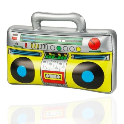 Afbeelding van Opblaasbare radio en gettobaster, accessoire voor carnaval jaren 80 90 feestjes kostuums