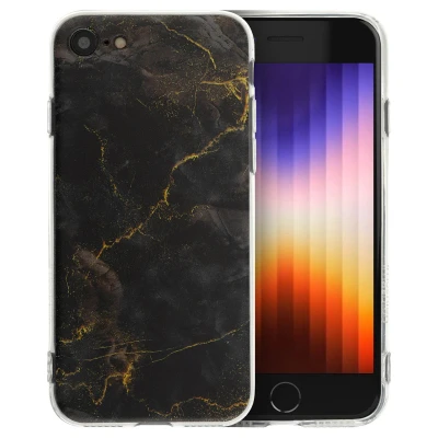 Afbeelding van Apple iPhone 7 Hoesje Siliconen en TPU (zacht) imoshion Backcover/Softcase Black Marble Telefoonhoesje