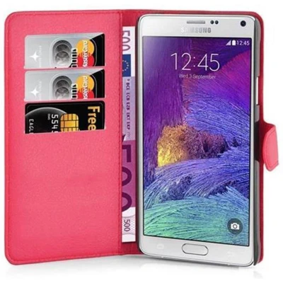 Afbeelding van Cadorabo Hoesje geschikt voor Samsung Galaxy NOTE 4 in KARMIJN ROOD Beschermhoes Cover magnetische sluiting Case