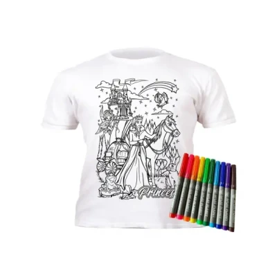 Afbeelding van Splat Planet Kleur in Princess Fairytale T shirt met 10 niet giftige wasbare magische pennen binnen en was uit (5 6 jaar)