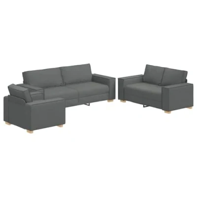 Afbeelding van vidaXL Bankset Set van 3 Donkergrijs Polyester