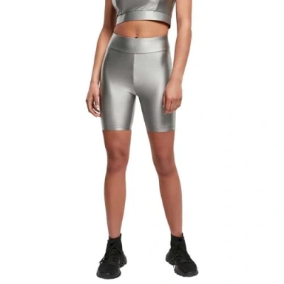 Afbeelding van Urban Classics Ladies Highwaist Shiny Metallic Cycle Shorts Shorts, Dames, Maat: 34, Darksilver