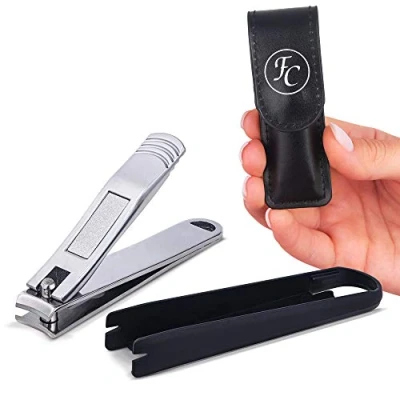 Afbeelding van FABCARE Nagelknipper met Nagelvanger en geïntegreerde Nagelvijl incl. Etui E book extra scherp duurzaam voor manicure pedicure Nagelschaar