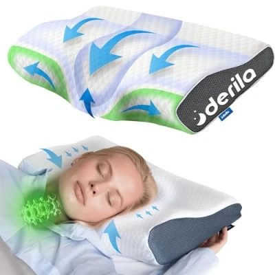Afbeelding van Derila Cervicaal queensize kussen om te slapen ergonomisch neksteunkussen voor nek en schouderpijnverlichting zij , rug buikslapers Contour Best Bed anti snurkkussen