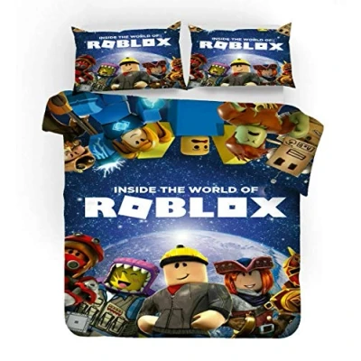 Afbeelding van NICHIYO Roblox Beddengoedset, dekbedovertrek en kussensloop, microvezel, 3D digitale print, driedelige set (dekbedovertrek + kussenslopen) (10, tweepersoonsbed 200 x cm)