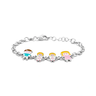 Afbeelding van zilver gerhodineerd armband vader, moeder en dochters 1336523 13 cm