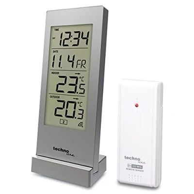 Afbeelding van Technoline weerstation WS9767 van nu ook in zilver, met buitentemperatuur, binnentemperatuur en exacte tijd