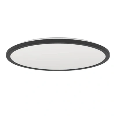 Afbeelding van Eglo LED plafondlamp Rovito, ronde badkamer plafonnière, badkamerlamp plafond van kunststof in zwart en wit, plafondverlichting warm wit koud IP44, Ø 50 cm
