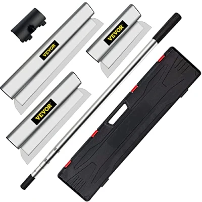 Afbeelding van VEVOR decoratieve spatelset 25 cm / 60 80 brede spatel, 0,89 2 m meslengte gipsplaatoppervlakspatel, 0,5 mm mesdikte gevelspatel van roestvrij staal, ergonomische handgreep stukadoorspatel