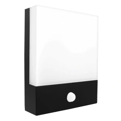 Afbeelding van LED wandlamp binnen &amp; buiten (IP54) met bewegingssensor Bjorka Zwart 6W Warm wit licht (3000K)