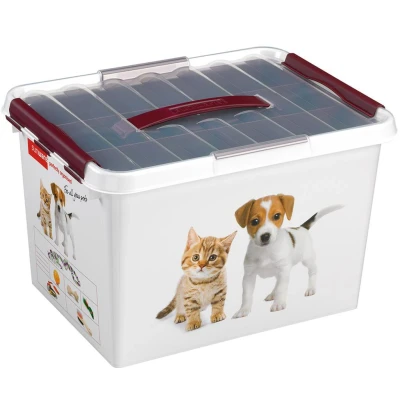 Afbeelding van SUNWARE Q Line Huisdier Decor Box + 1 Tray 22 Liter 40 x 30 26 cm wit/bordeaux