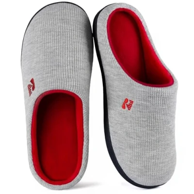 Afbeelding van RockDove Originele tweekleurige pantoffels van traagschuim voor dames, Grijs en Rood, 3/4 UK