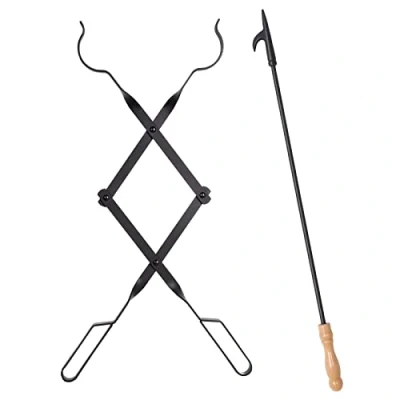 Afbeelding van 2 x Fire Hooks, Tongs, Fireplace Tools, Home Fireplace, Making Tool Outdoors (2 Hooks + Tongs)