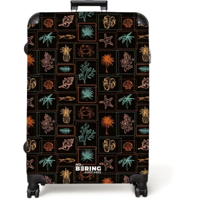 Afbeelding van NoBoringSuitcases.com® Koffer groot Reiskoffer lichtgewicht Donkere zomerse vibes print Rolkoffer met 4 wielen Grote trolley XL 98 liter bagage
