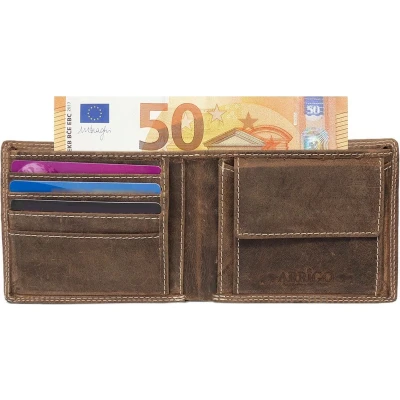 Afbeelding van Portemonnee Heren Portefeuille RFID Leer Buffelleer Cognac