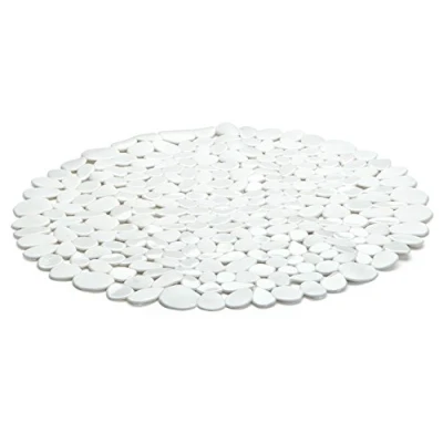 Afbeelding van Spirella Riverstone Douchemat, antislip, antibacterieel, rond, Ø 57 cm, met hygiënische functie, wit, Made in EU