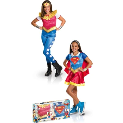 Afbeelding van Supergirl™ en Wonder Woman™ kostuum set voor meisjes Verkleedkleding