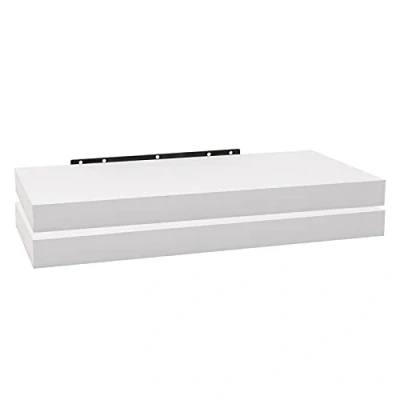 Afbeelding van WOLTU 2 x wandplank, zwevende plank, boekenplank, planken voor decoratie, wandplanken van MDF hout, set hangplanken, wit, 50 23 3,8 cm RG9368ws