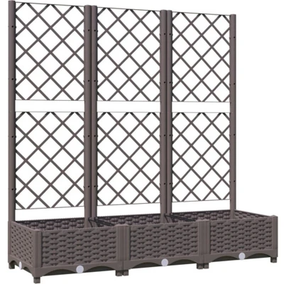 Afbeelding van vidaXL Plantenbak met latwerk 120x40x121,5 cm polypropeen bruin