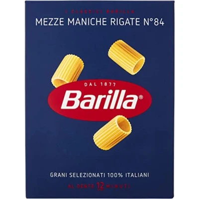 Afbeelding van Barilla Mezze Maniche Rigate N84, harde tarwegroet, Italiaanse pasta, verpakking met 500 g korte pasta