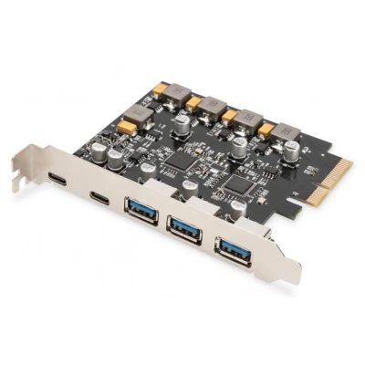 Afbeelding van DIGITUS IO kaart PCIe 2x USB C, 3x A 3.1 Gen 2 interfacekaart tot 10 Gbps Plug &amp; Play