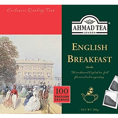 Afbeelding van Ahmad Tea English Breakfast Zwarte ontbijtthee Assam &amp; Ceylon thee Engelse theezakjes zonder lint met 2g per portie 100