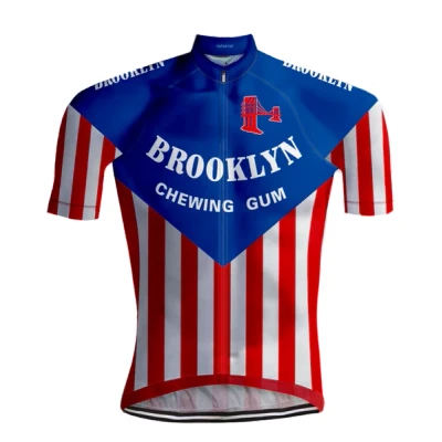 Afbeelding van Retro Wielershirt Brooklyn Blauw/Rood REDTED