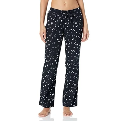 Afbeelding van Amazon Essentials Flanellen slaapbroek voor dames (verkrijgbaar in grote maten), zwarte sterren, X Small
