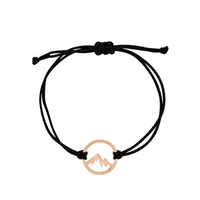 Afbeelding van Nuoli® Berg armband (verstelbaar 14 20 cm) Bergarmband van zwarte stof met roestvrijstalen hanger, centimeters, materiaal