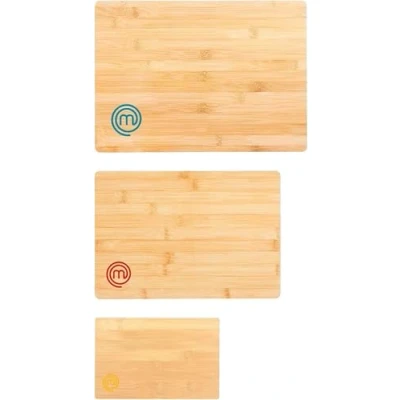 Afbeelding van Masterchef Snijplank Hout, Snijplanken Bamboe Natuurlijk, 38cm x 27.5cm, 34cm 23.5cm, 23cm 15cm, Vaatwasserbestendig, Houten Plank Groot, Medium En Klein, Kleurgecodeerde Planken Keuken