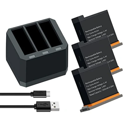 Afbeelding van XITAIAN 3 STKS Batterijen Oplaadbare Voor DJI Osmo Action Camera Batterij 1300 mAh Kanaal USB Charger Bateria Accessoires