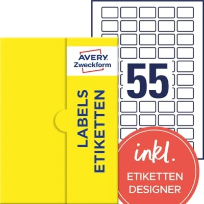 Afbeelding van AVERY Zweckform P3464 25 Universele etiketten (1.375 zelfklevende etiketten, 30 x 20 mm op A4, mat papier, bedrukbare productetiketten, QR code individuele stickers) vellen,