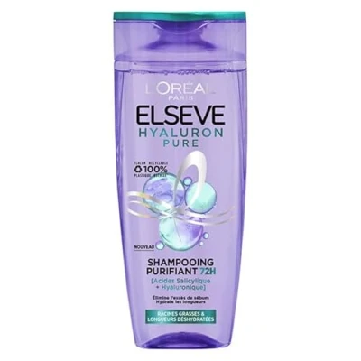 Afbeelding van L&#039;Oréal Paris Reinigende shampoo 72 uur voor vettig hoofdleer, complex met salicylzuur en hyaluronzuur, haarverzorgingsprotocol Elseve Hyaluron Pure 300 ml