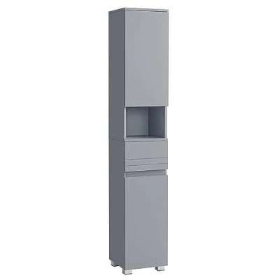 Afbeelding van VASAGLE Badkamerkast, opbergkast, kolom, met lade, verstelbare planken, vakken, 30 x 170 cm